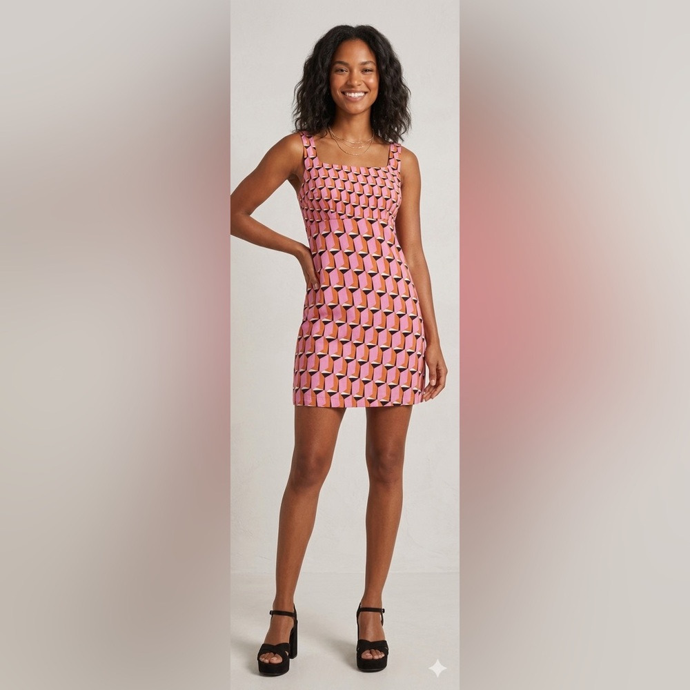 0194 - NWOT - Diane Von Furstenberg X Target - Geometric Pink Swim Dress